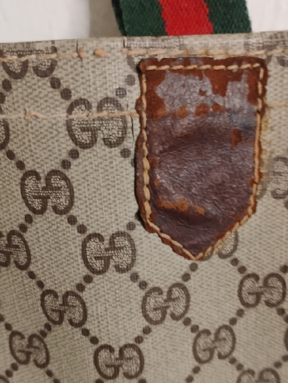 Authentic Gucci  Monogram Tote Bag with Brown Leather Pocket - Picture 5 of 11